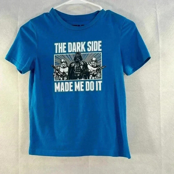 Star Wars “The Dark Side Made Me Do It”  Graphic T-Shirt Boys Size 7 - Picture 1 of 4